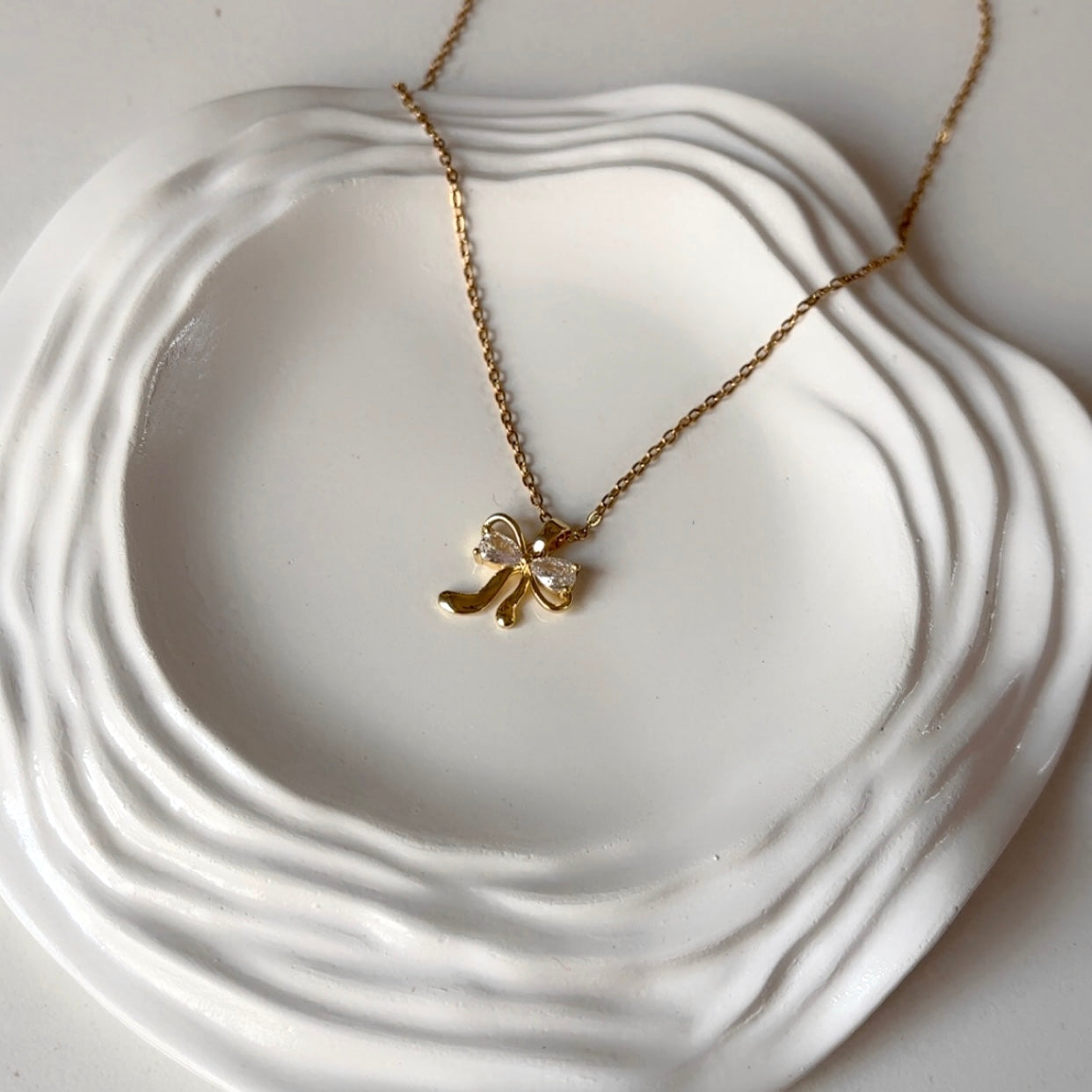 Diamond Bow Pendant Necklace