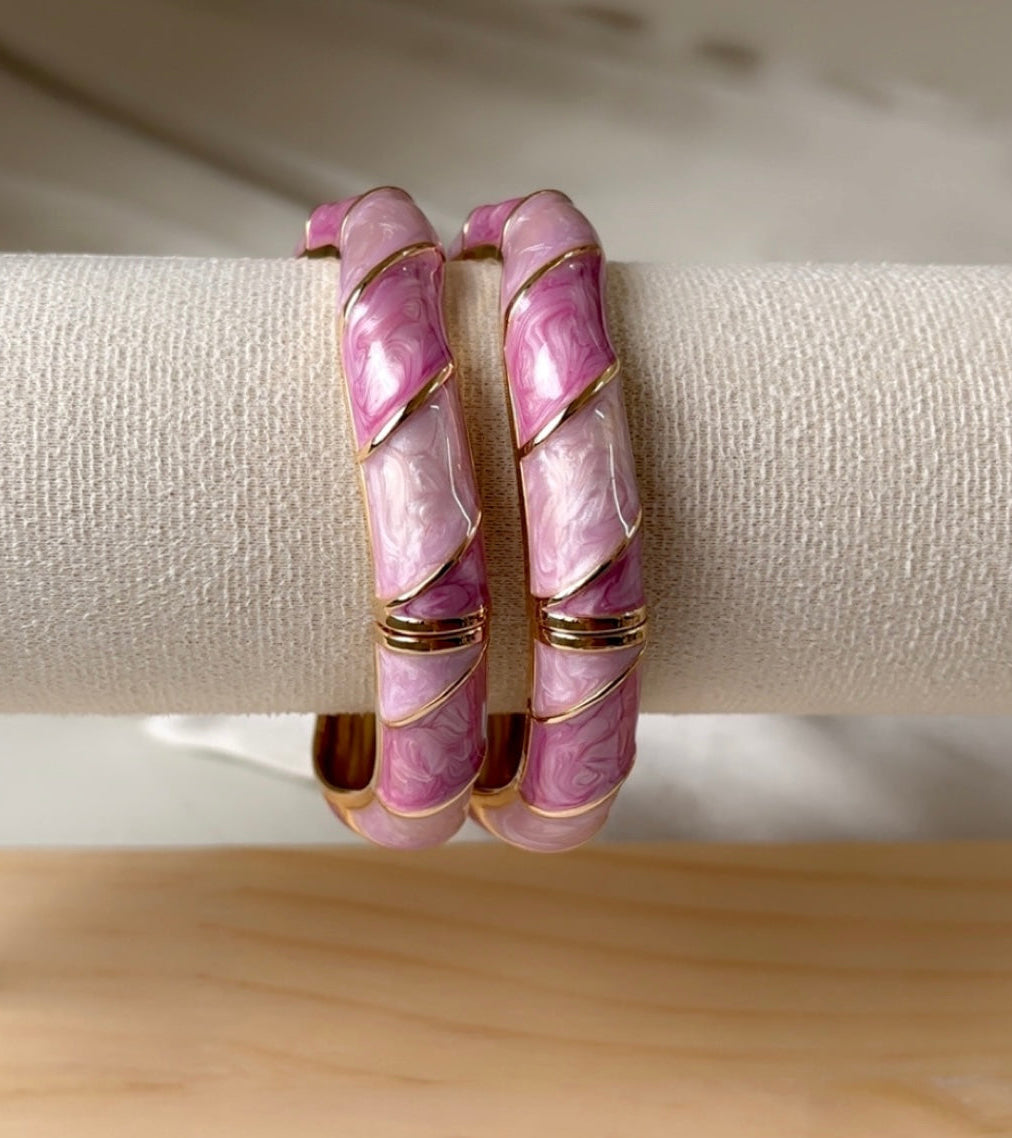 Perfect Pink Enamel Bangle Set (2 bangles)