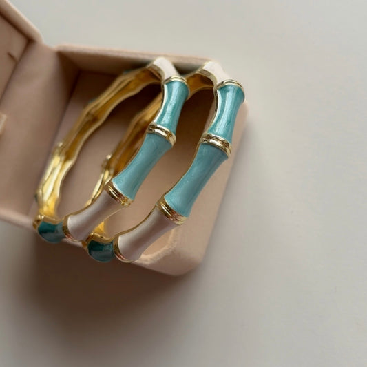 Blue-White Bangle Stack (set of 2)