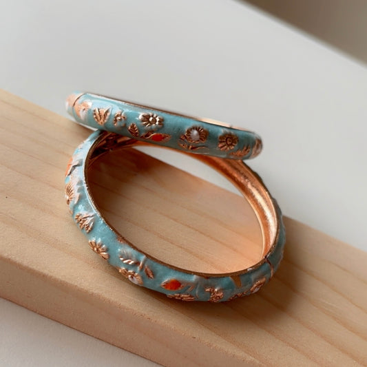 Teal blue serene bangles (set of 2) slim-medium wrist