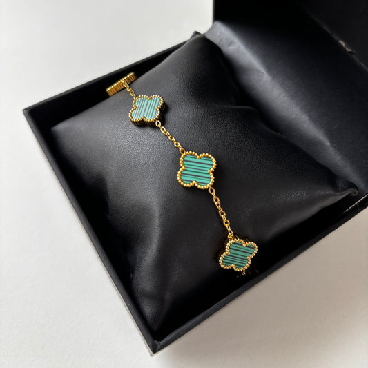 Timeless Elegance Green Clover Bracelet