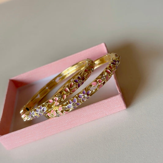 Pink-Purple Pastel Bangle Set (2) thin-medium wrist
