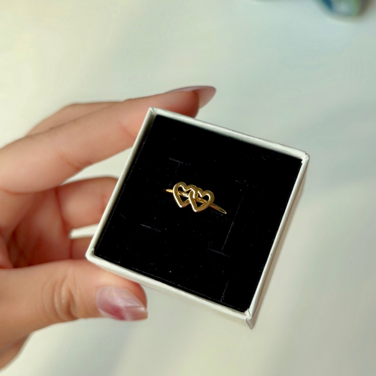 Double Heart Adjustable Ring