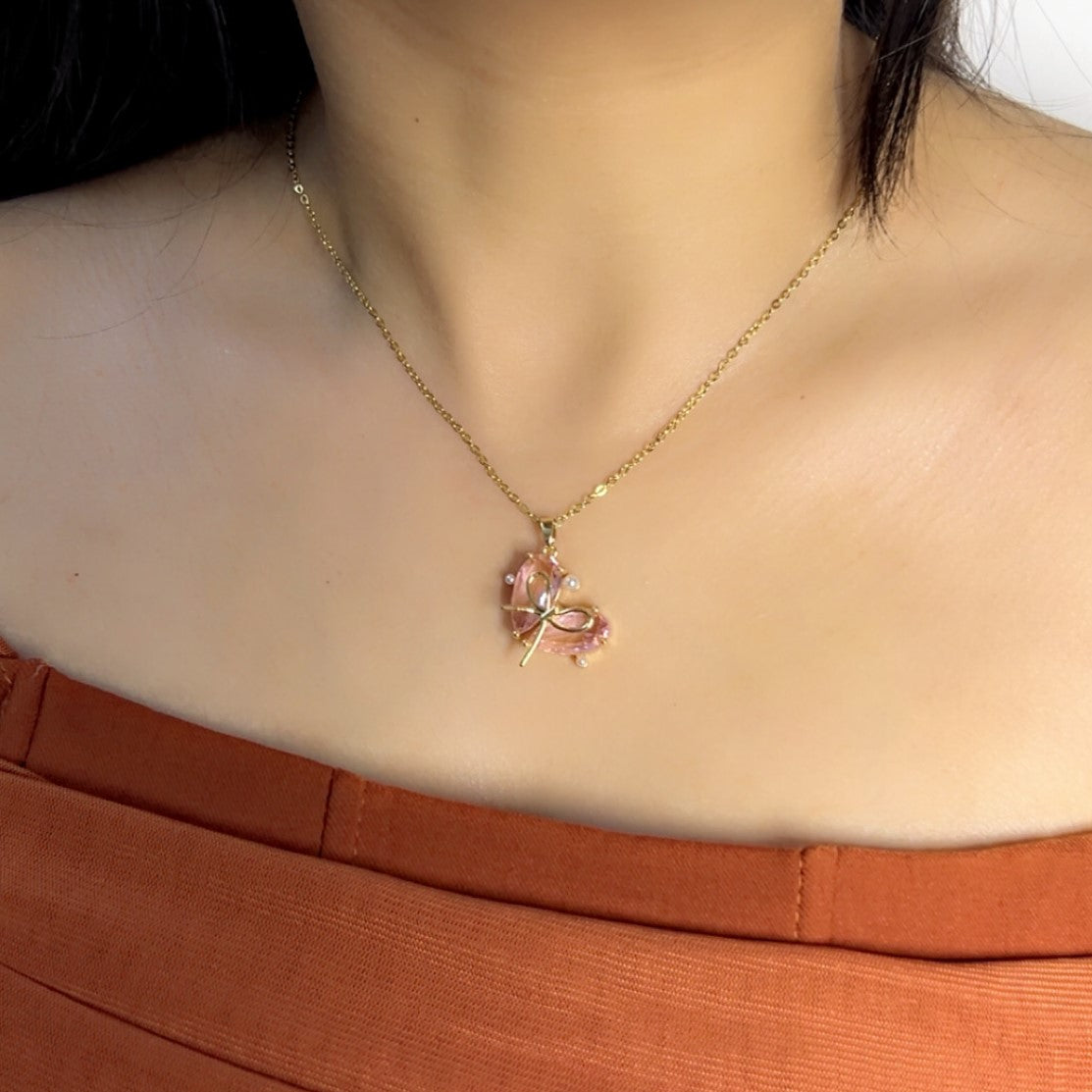Blushy Bow Necklace