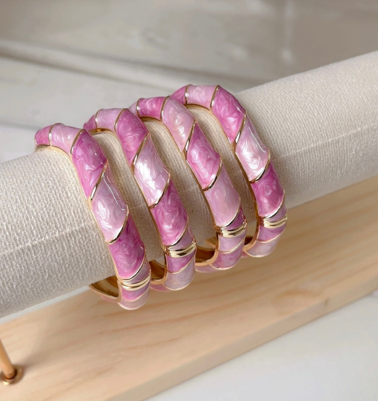Perfect Pink Enamel Bangle Set (2 bangles)