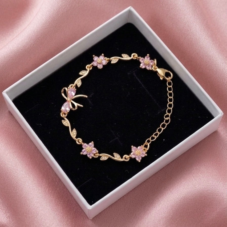 Blush Bow Bracelet (Adjustable Size)