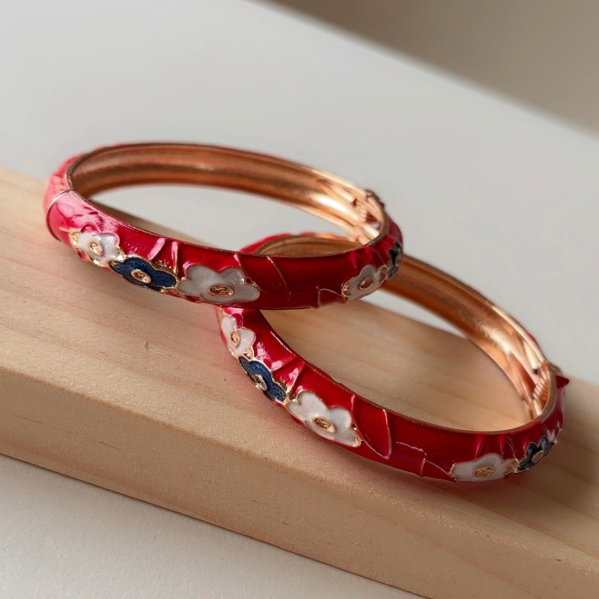 Cherry red bangles (set of 2) slim-medium wrist