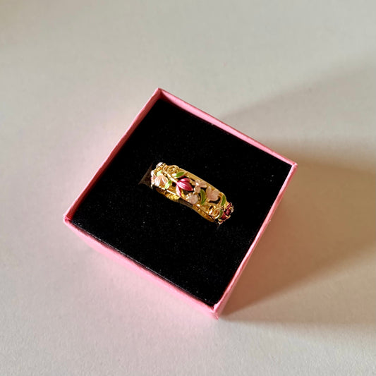 Rosy Red Adjustable Ring