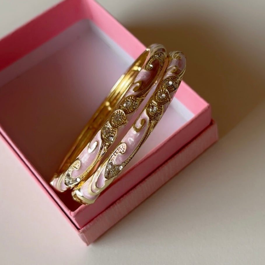 Lavender Heritage Bangle Set (2) Standard Size (thin-medium wrist)
