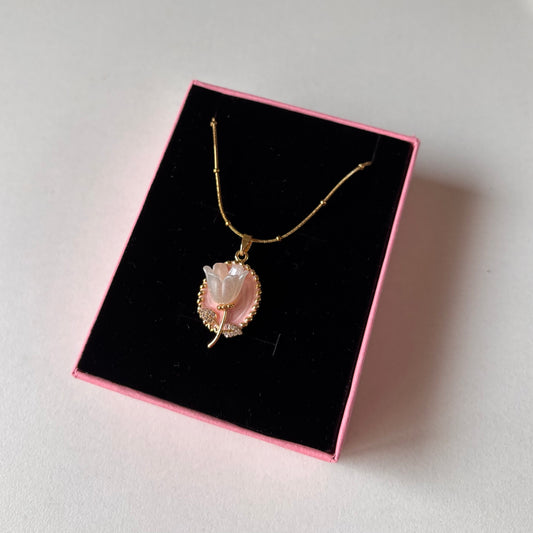 White Tulip Pendant Necklace