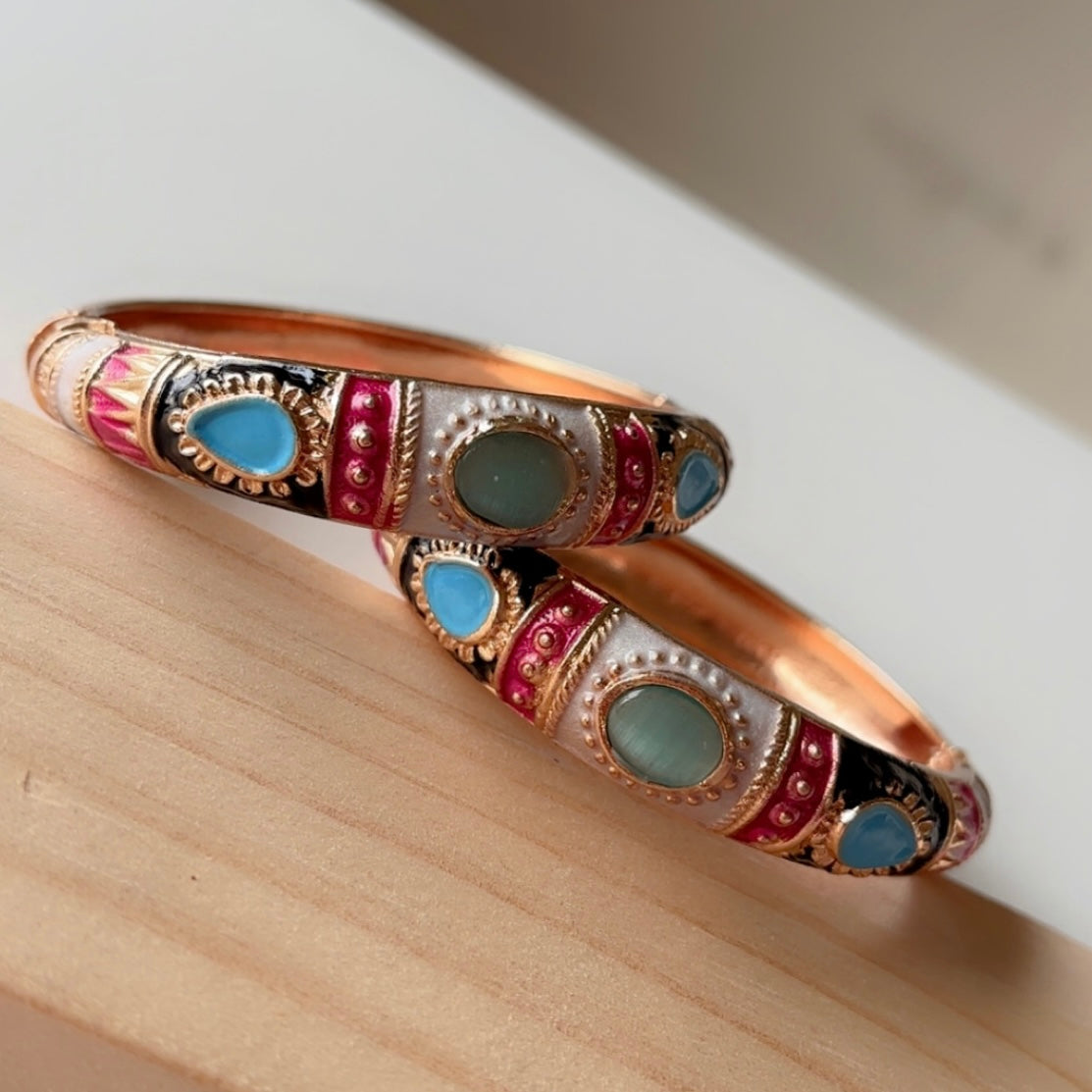 Blue Gem bangles (set of 2) slim-medium wrist – JEWELVA