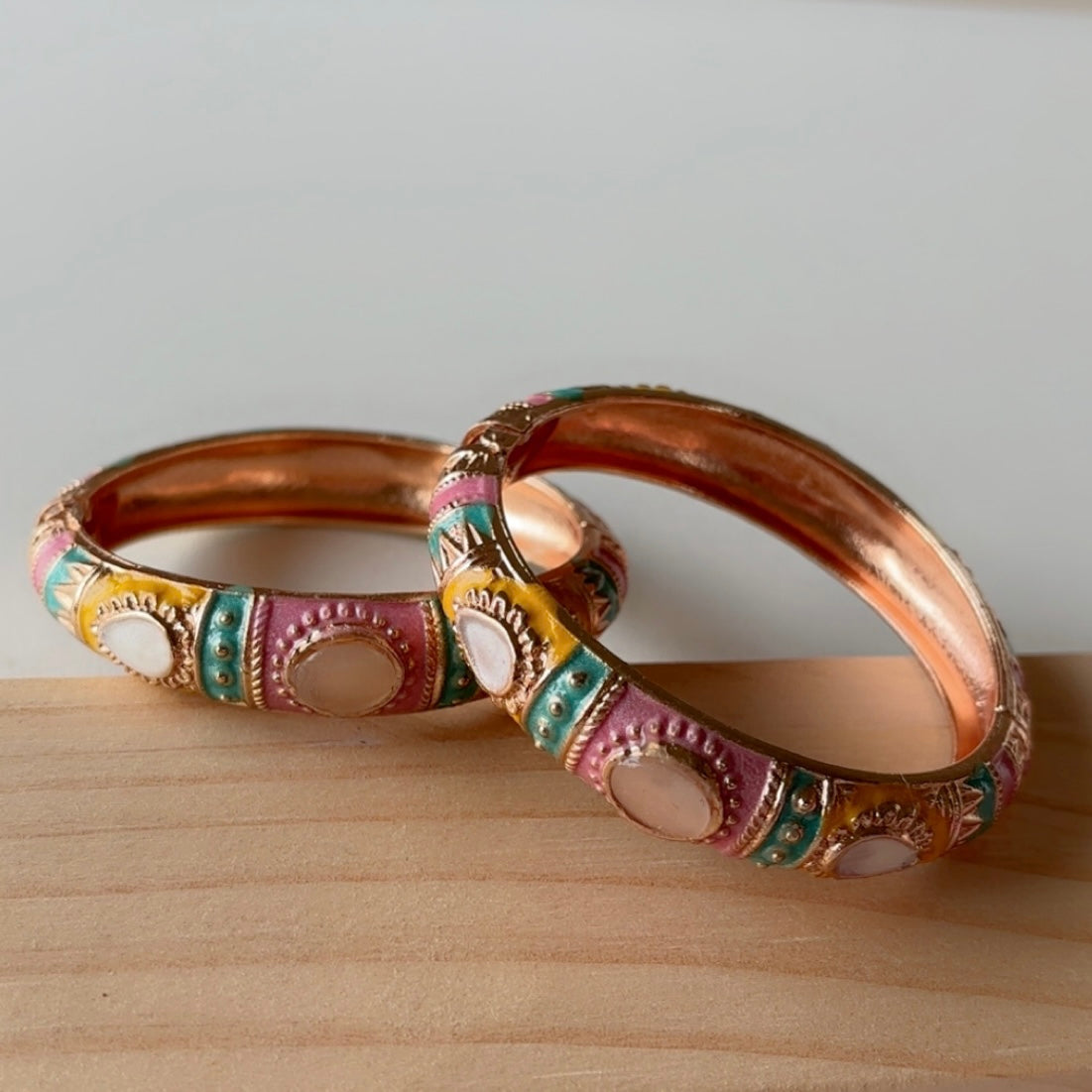 Desi Pastel mix bangles (set of 2) slim-medium wrist