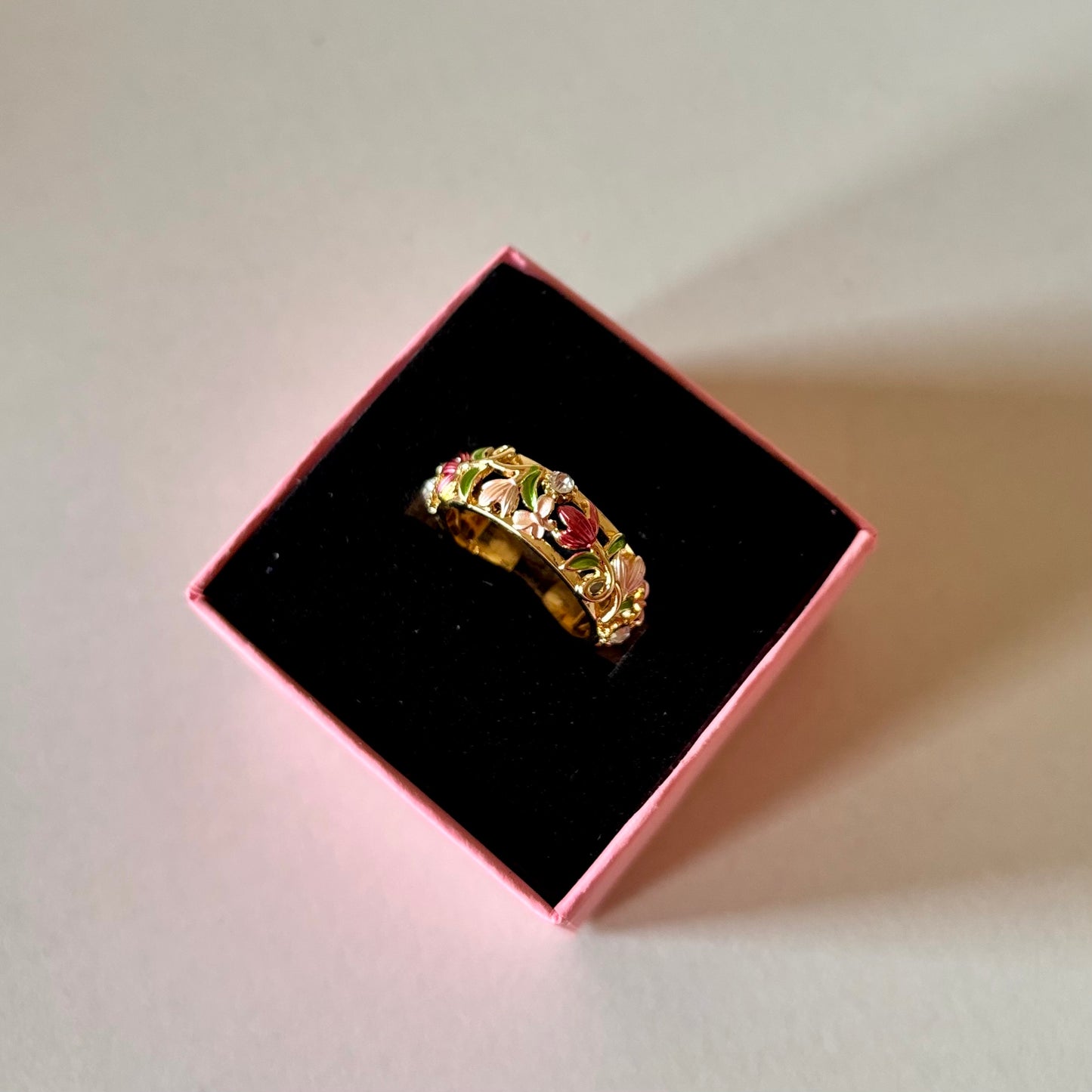 Rosy Red Adjustable Ring