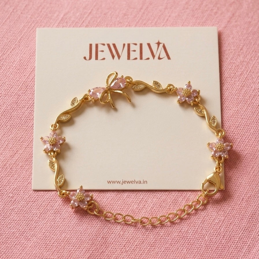 Blush Bow Bracelet (Adjustable Size)