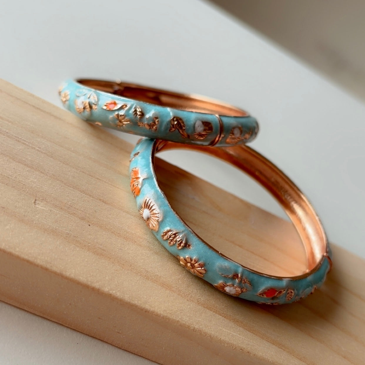 Teal blue serene bangles (set of 2) slim-medium wrist