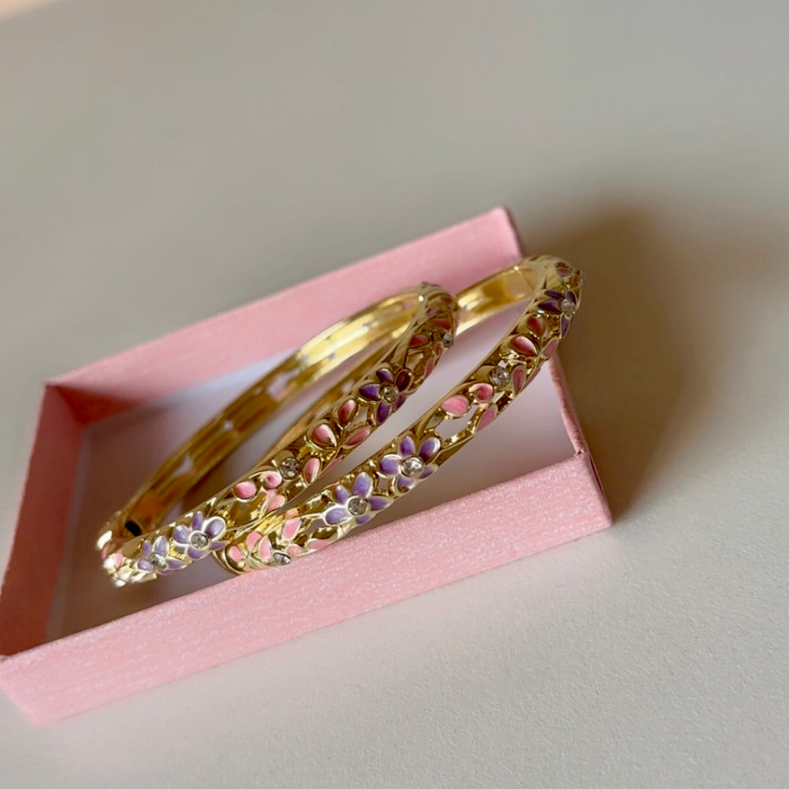 Pink-Purple Pastel Bangle Set (2) thin-medium wrist