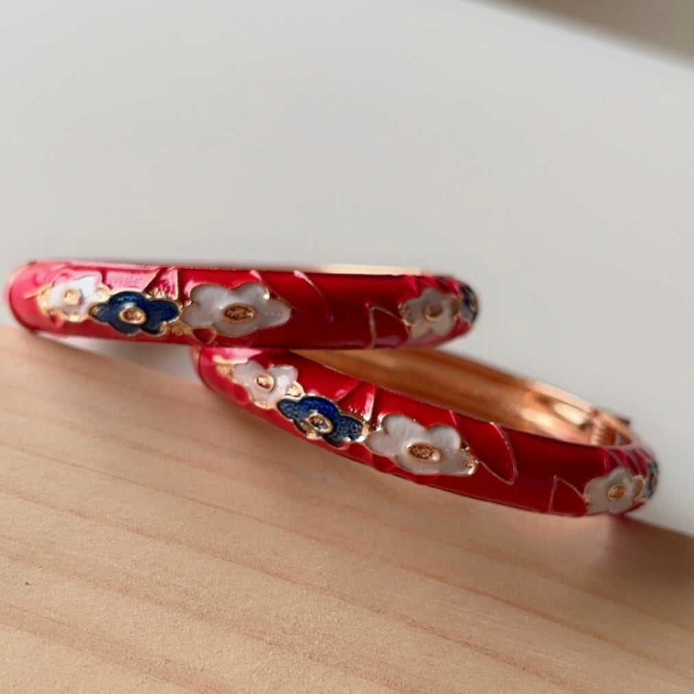 Cherry red bangles (set of 2) slim-medium wrist