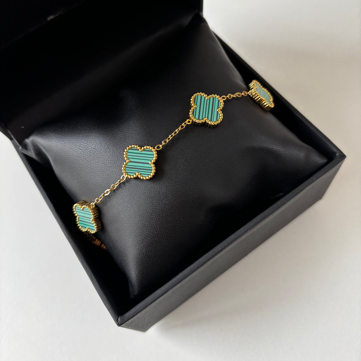 Timeless Elegance Green Clover Bracelet