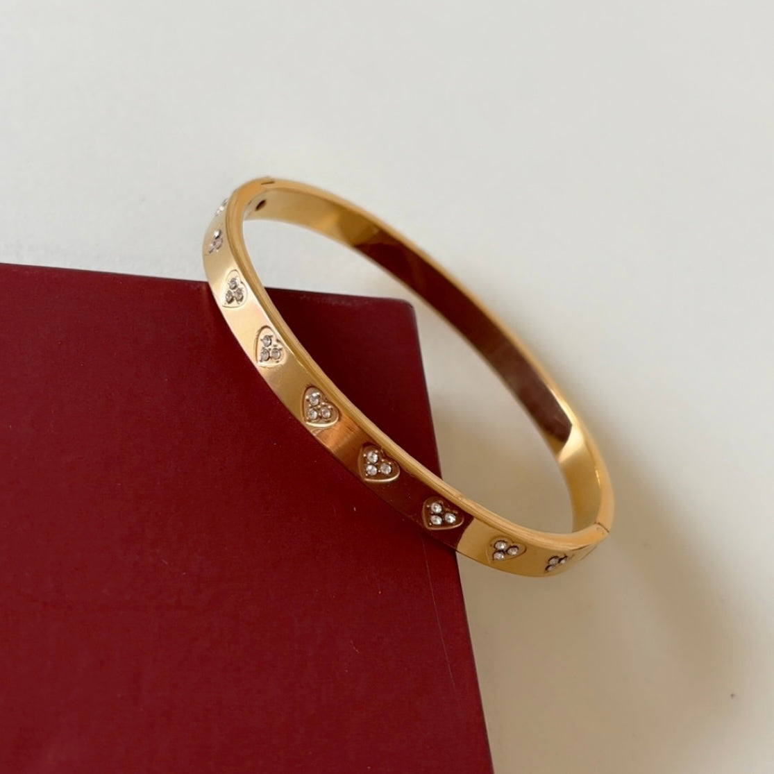 Heart Diamond Bangle Bracelet