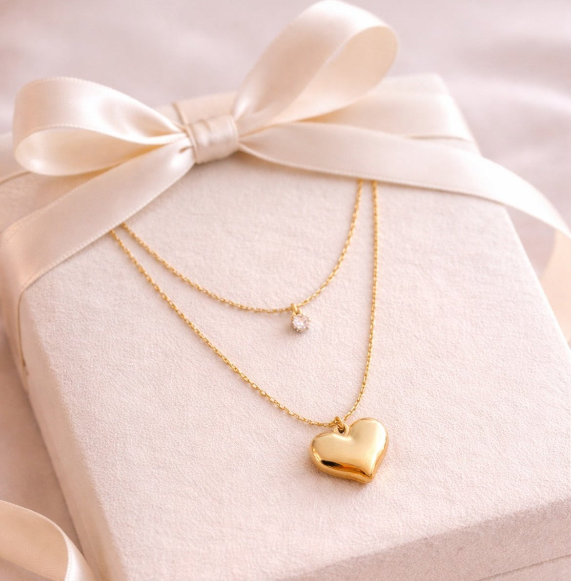 Double Layer Heart-Diamond Necklace