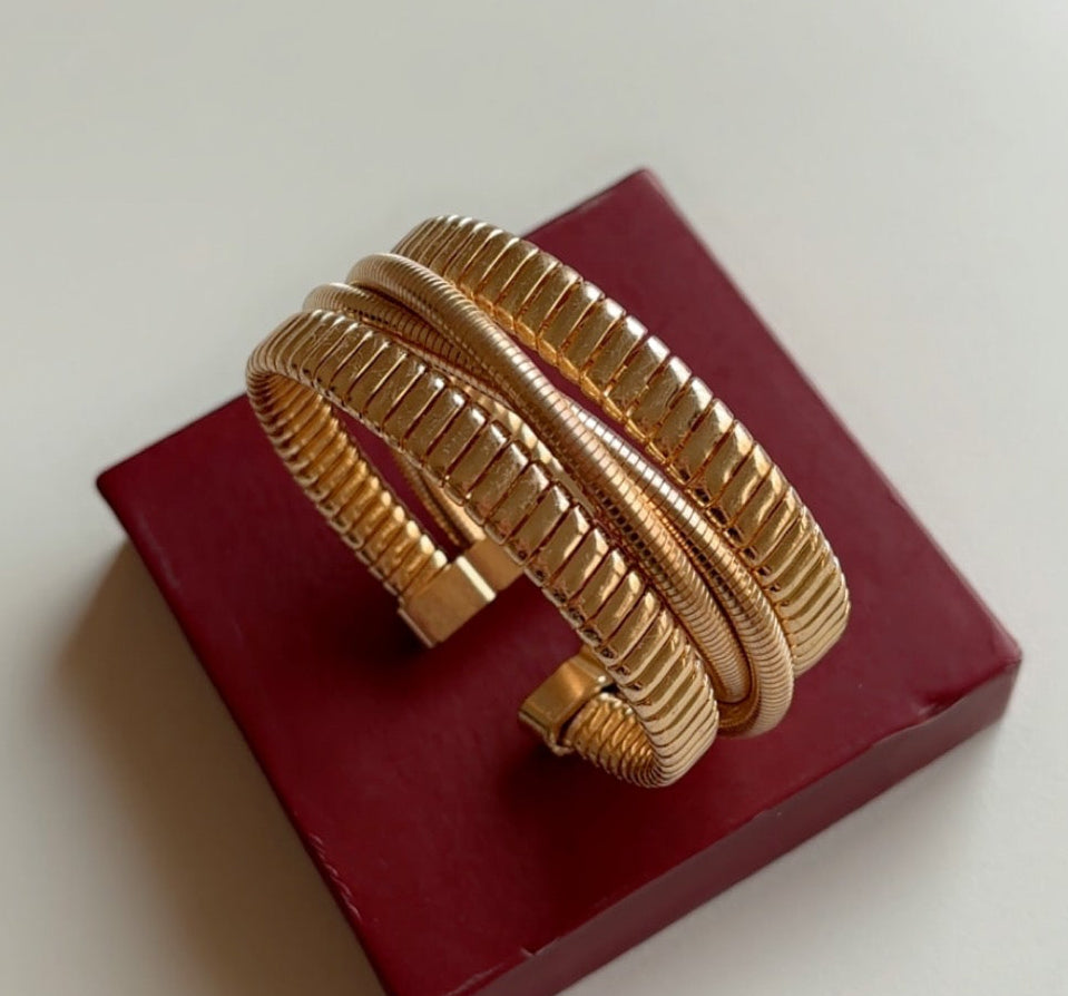 Statement layered Adjustable Bangle Bracelet