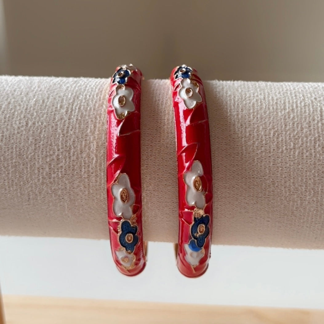 Cherry red bangles (set of 2) slim-medium wrist