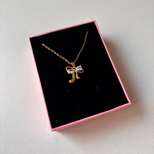 Diamond Bow Pendant Necklace